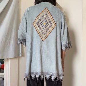 Suede kimono with diamond design
